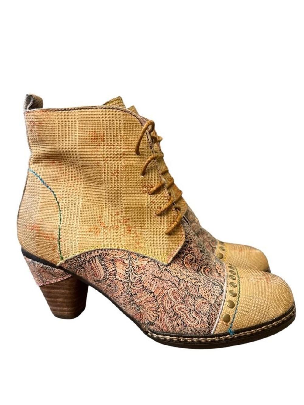 L'Artiste by Spring Step Habitat Funky Leather Lace Up Boot Women size 36 US 6